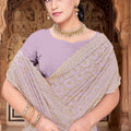 Lavender Georgette Saree Heavy Gold Zari Embroidery Designer Blouse