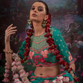Designer Teal Green Floral Embroidered Saree with Stylish Blouse