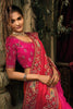 Pink Red Designer Embroidered Silk Saree with Heavy Border