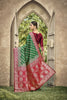 Green Banarasi Silk Saree Red Zari Border Traditional Saree
