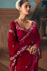 Wine Red Embroidered Silk Saree with Zari Work Festive Wear