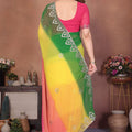 Multicolor Georgette Saree with Embroidered Border Work