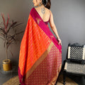 Orange and Magenta Banarasi Silk Saree with Rich Zari Weaving Saree