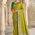  Lime Green Paithani Silk Saree Traditional Zari Border Designer Green Blouse