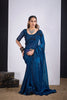 Teal Blue Organza Silk Saree with Black Embroidered Blouse