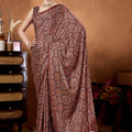 Brown Bandhani Print Saree with Ethnic Motifs Designer Saree