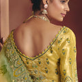 Mustard Yellow Green Dual Tone Silk Saree Heavy Zari Embroidered Border