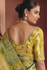 Mustard Yellow Green Dual Tone Silk Saree Heavy Zari Embroidered Border