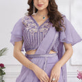 Elegant Lavender Designer Saree with Embroidered Blouse