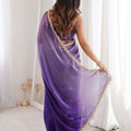 Purple Organza Silk Saree with Designer Golden Lace Border