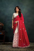 Red And Off-White Georgette Saree with Embroidery Border Designer Border 