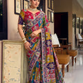 Stunning Multicolor Premium Fabric Readymade Blouse Saree Sequins Real Mirror Work