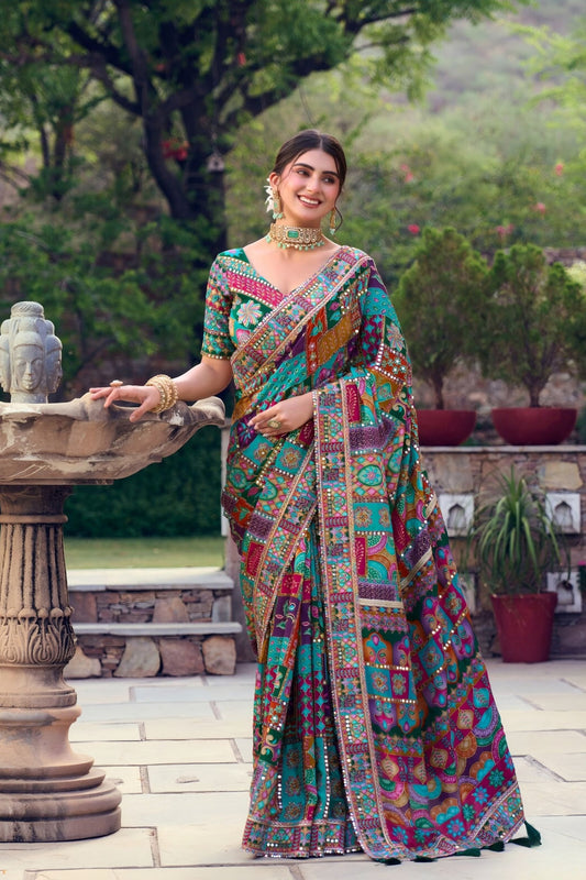 Premium Multicolor Saree Readymade Blouse Premium HO Fabric Blouse Sequins Real Mirror Work