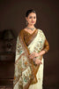 Elegant Off White Premium Crepe Silk Digital Foil Print Saree for Wedding