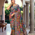 Gracefull Multicolor Saree Readymade Blouse Premium HO Fabric Sequins Real Mirror Work