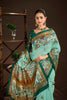 Royal Aqua Blue Premium Crepe Silk Digital Foil Print Saree for Wedding