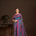 Multicolor Premium Crepe Silk Digital Foil Print Saree for Wedding