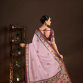 Stylish Lavender Premium Crepe Silk Digital Foil Print Designer Saree for Wedding