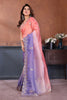 Pink Lavender Embroidered Organza Silk Saree Designer Border
