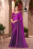 Purple Georgette Saree Embroidered Lace Border Designer Blouse