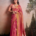 Rani Pink Silk Saree with Golden Zari Polka Dot Weaving Designer Saree