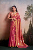 Rani Pink Silk Saree with Golden Zari Polka Dot Weaving Designer Saree