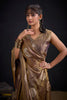 Coffee Brown Tissue Silk Saree with Gold Zari Polka Butti Work