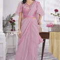 Elegant Pink Designer Saree with Embroidered Blouse