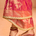Pink Gold Soft Silk Saree with Zari Border Designer Blouse