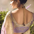 Lavender Soft Silk Saree with Gold Zari Weaving Designer Blouse
