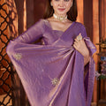 Purple Silk Saree with Zari Embroidery Butti Work Designer Blouse