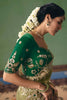 Olive Green Organza Saree Heavy Zari Embroidery Border Designer Blouse