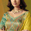 Yellow Silk Saree with Embroidered Border Woven Readymade Blouse