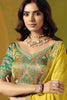 Yellow Silk Saree with Embroidered Border Woven Readymade Blouse