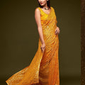 Golden Full Sequin Party Wear Saree Premium Designer with Blouse