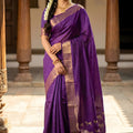 Royal Purple Kanjivaram Silk Saree Gold Zari Border Traditional Motif Pallu