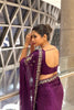 Wine Purple Organza Silk Saree Sequins Embroidered Border Designer Blouse