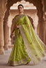Pista Green Organza Silk Saree Heavy Embroidery Designer Border