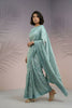Sea Green Silk Saree with Embroidered Border Designer Blouse