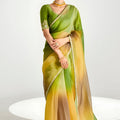 Elegant Green Yellow Ombre Organza Saree with Designer Blouse
