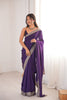 Royal Purple Organza Saree with Designer Embroidered Border 