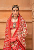 Traditional Red Printed Silk Saree with Ethnic Designer Border