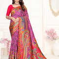 Elegant Purple Multicolor Printed Saree with Designer Saree