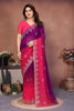 Pink and Purple Georgette Saree Embroidered Border Work