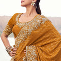 Designer Beige Silk Saree with Heavy Matching Blouse
