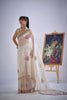 Off White Organza Saree with Floral Embroidery Border