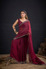 Wine Red Silk Saree with Embroidered Border Designer Saree