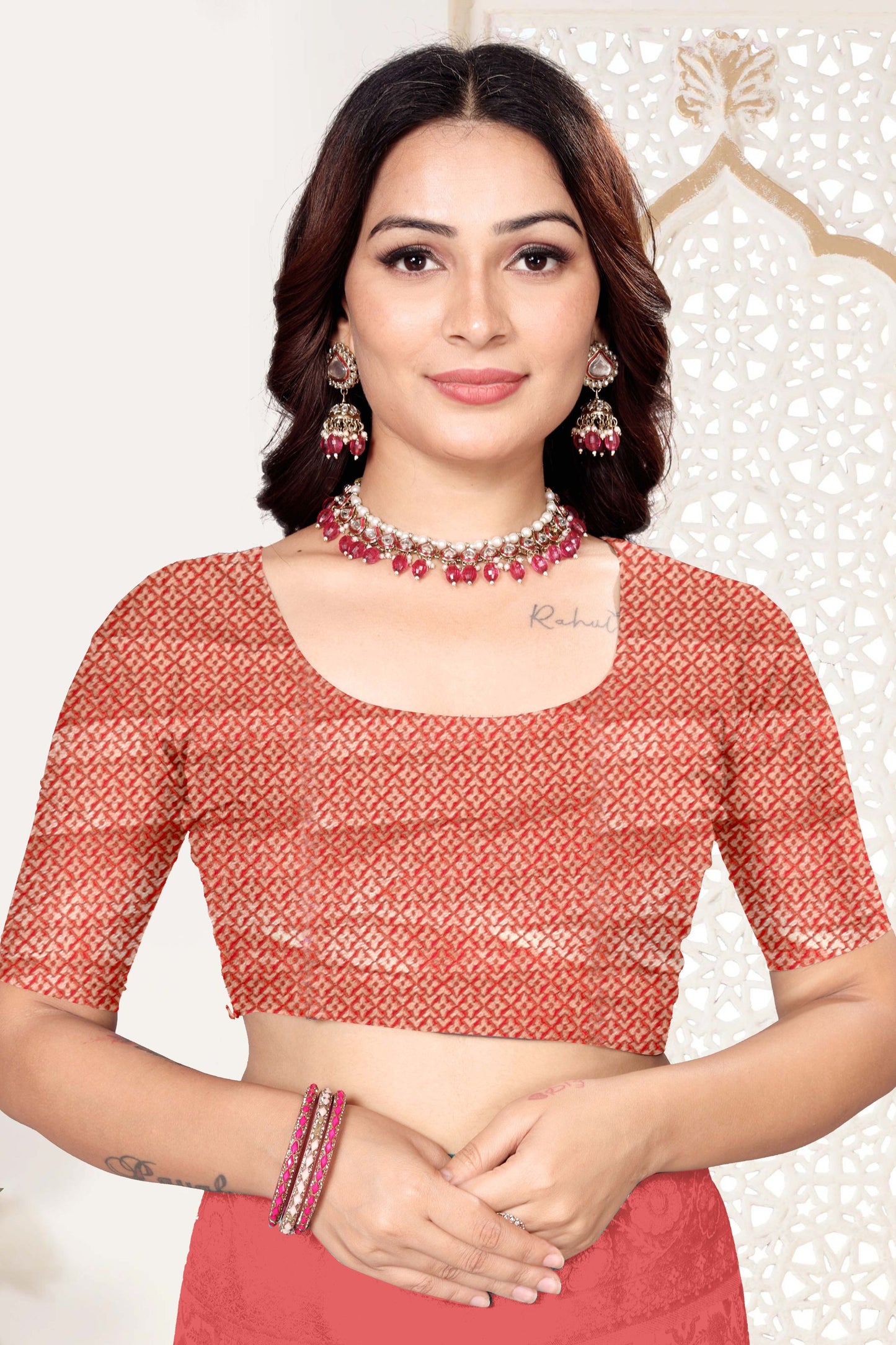 Red and Beige Banarasi Silk Saree with Rich Zari Woven Design