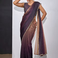 Plum Wine Copper Dual Tone Saree with Designer Border