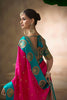 Rani Pink Silk Saree with Teal Green Zari Border Traditional